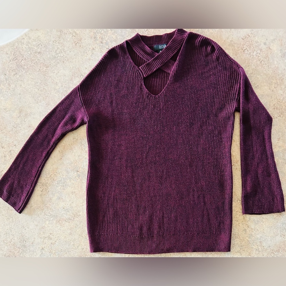 28.a.n.a Women’s Purple/Brown V-Neck Long Sleeve Sweater Size XS